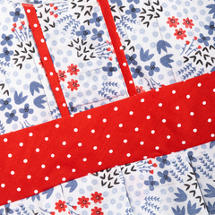 Girls Shortsleeve Printed White and Red Frock