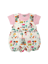 Girls Dungaree City print