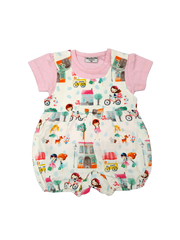 Girls Dungaree City print