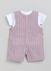 Boys Romper - Red Blue Bear
