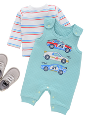Boys Dungaree - Racing Car Green