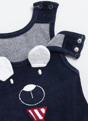 Boys Striped Top with Full Romper - Dog Tie