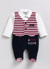 Fancy Velour Romper - Sailor