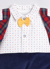 Fancy Velour Romper - Tuxedo