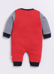 Boys Full sleeve Baseball Romper Red