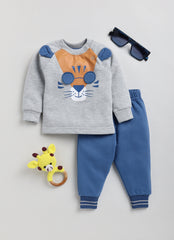 Boys Tshirt and Pajama - Blue Grey Tiger