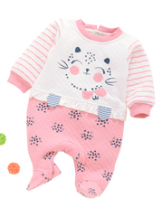 Girls Romper - Cat Pink