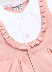 Girls Full Sleeve Peach Romper