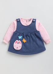 Girls Full Sleeve Top with Dungaree - Bunny