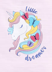 Girls T-shirt Shorts Set - Pink Unicorn