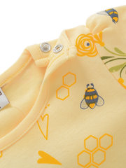Girls Full Sleeve Dress Shrug with Pant - Honey Bee