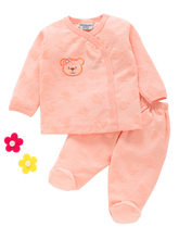 Girls Full Sleeve Top and Pajama - Orange Teddy