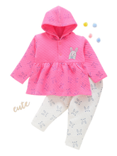 Girls Pink Full Sleeve Top and Pajama - Bunny
