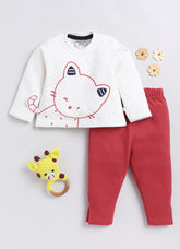 Full Sleeve Top with Legging - Red Cat