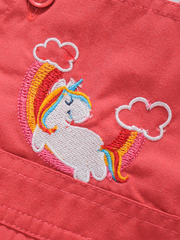 Girls Dungaree - Red Unicorn