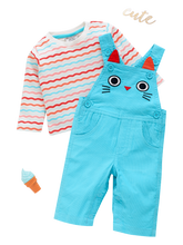 Girls Dungaree - Blue Cat