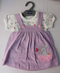 Top with Dungaree Dress - Lavender Bunny