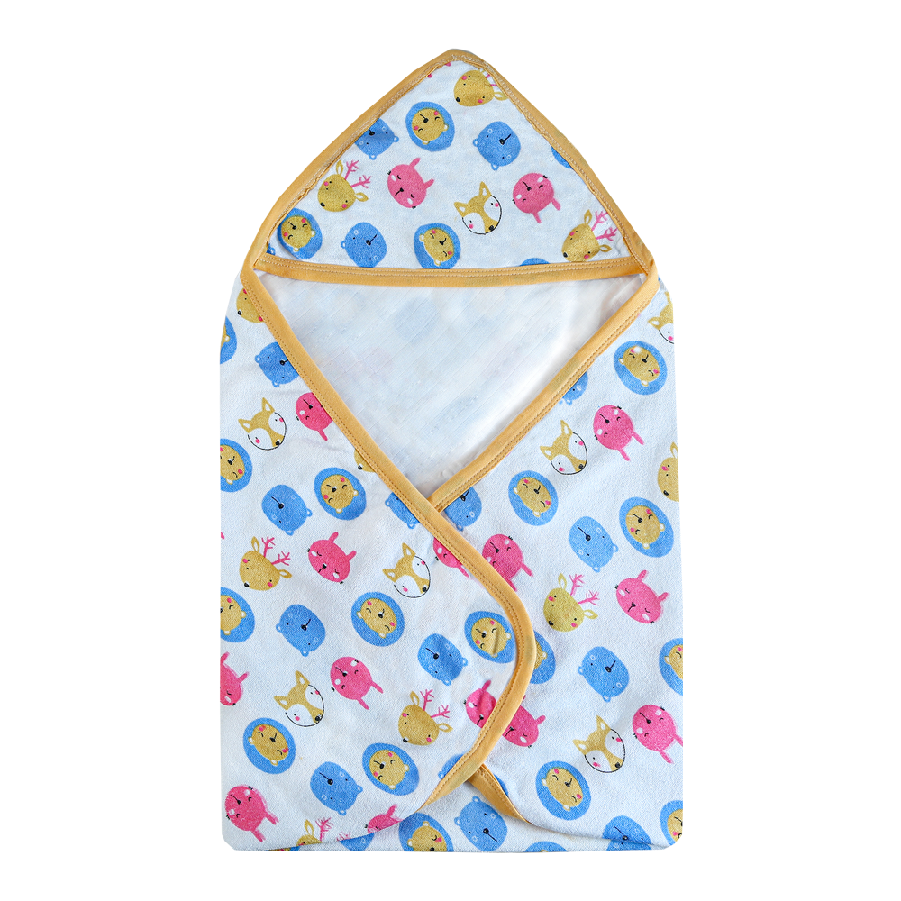 Multipurpose Printed Cotton Baby Warm Hooded Wrapper
