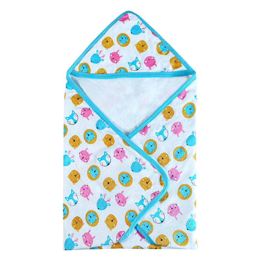 Multipurpose Printed Cotton Baby Warm Hooded Wrapper