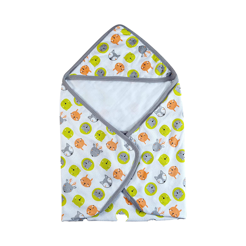 Multipurpose Printed Cotton Baby Warm Hooded Wrapper
