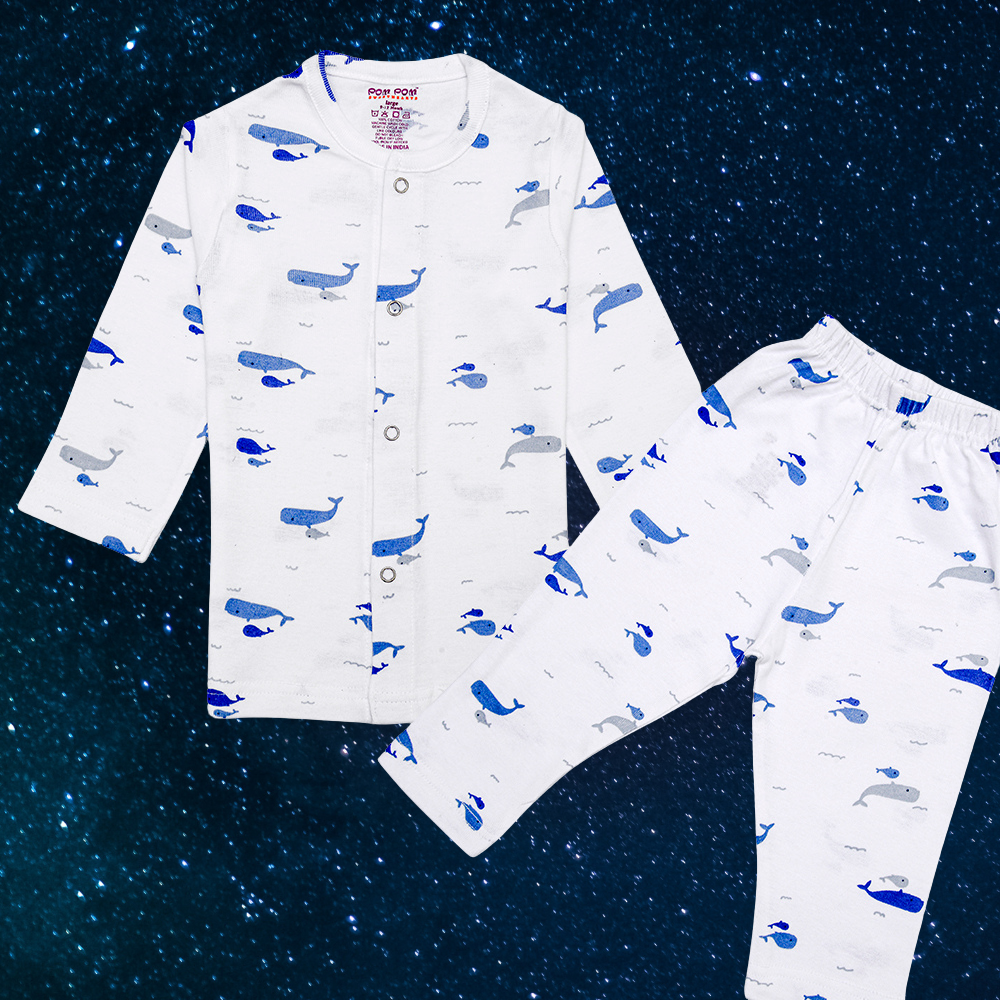 Baby Sleep Suit Set Whale Print