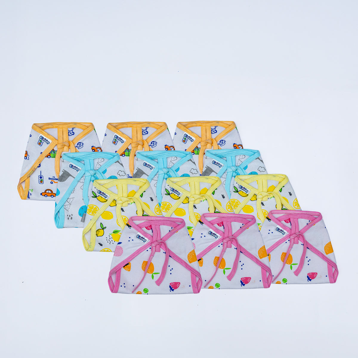 Reusable Cotton Lace Tie-Up Nappy - Pack of 12