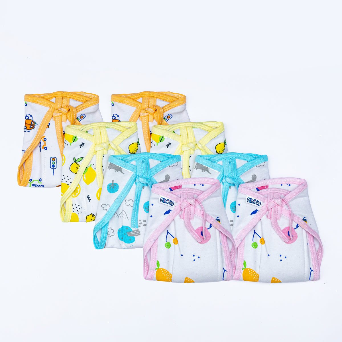 Reusable Cotton Lace Tie-Up Nappy with Pad - Pack of 8