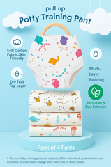 Reusable Cotton Padded Underwear / Potty Training Pants - Pack of 4