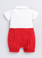 Boys Romper - Red Tie and Checks